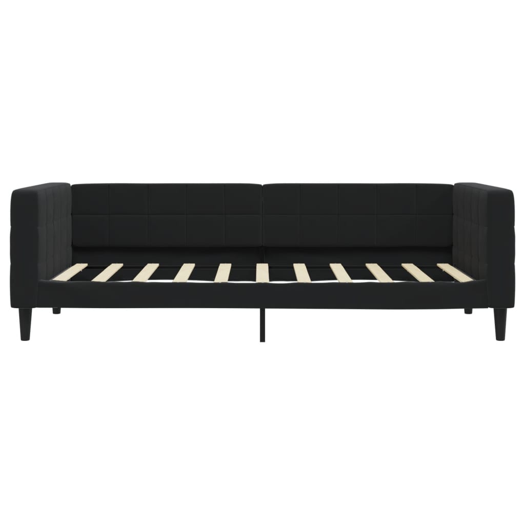 Slaapbank met onderschuifbed 90x190 cm fluweel zwart is nu te koop bij PeponiXL, paradijselijk wonen!