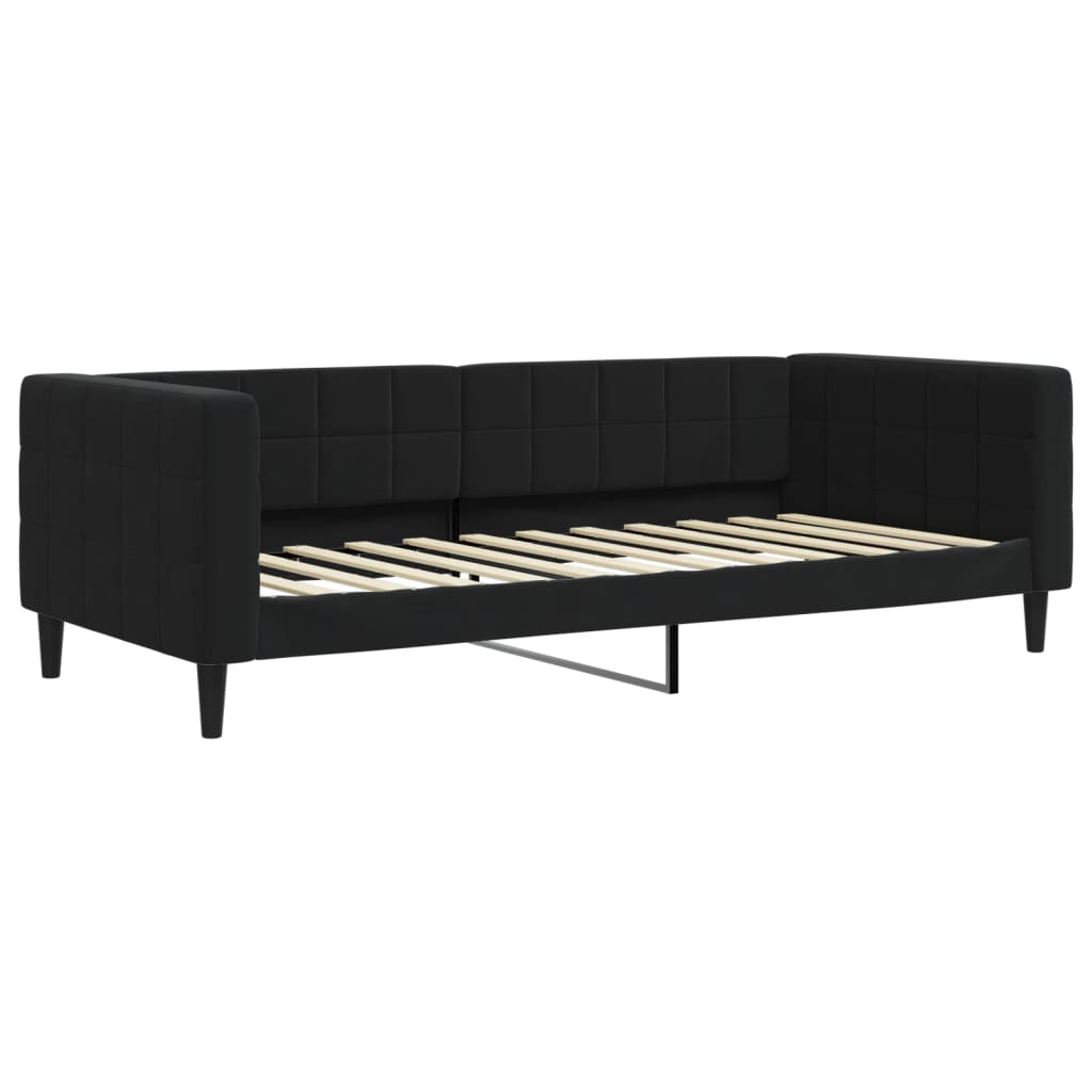 Slaapbank onderschuifbed en matrassen 90x200 cm fluweel zwart is nu te koop bij PeponiXL, paradijselijk wonen!