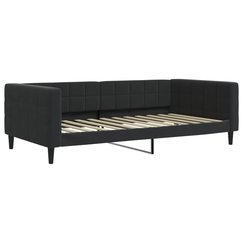 Slaapbank onderschuifbed en matrassen 100x200 cm fluweel zwart is nu te koop bij PeponiXL, paradijselijk wonen!