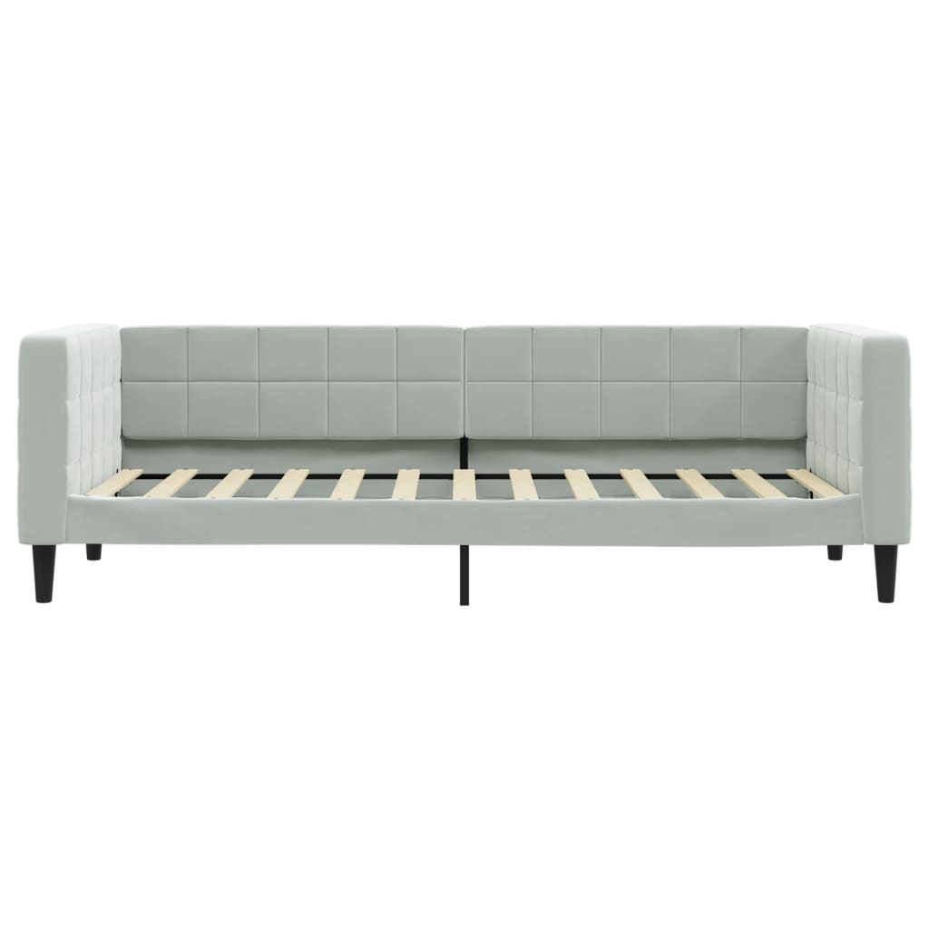 Slaapbank onderschuifbed en lades 80x200 cm fluweel lichtgrijs is nu te koop bij PeponiXL, paradijselijk wonen!