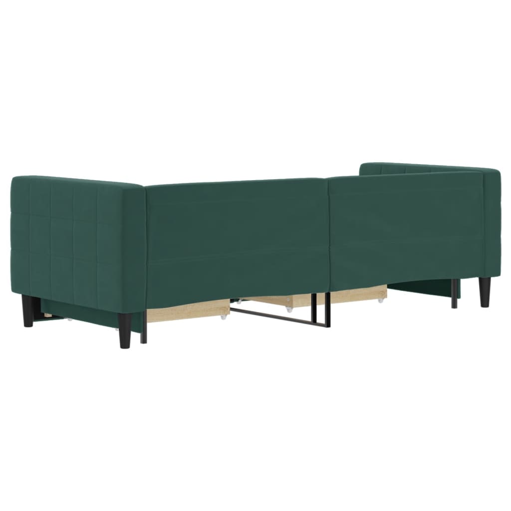 Slaapbank onderschuifbed en lades 80x200 cm fluweel donkergroen is nu te koop bij PeponiXL, paradijselijk wonen!