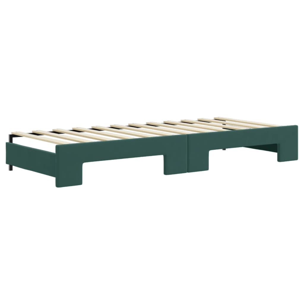 Slaapbank onderschuifbed en lades 80x200 cm fluweel donkergroen is nu te koop bij PeponiXL, paradijselijk wonen!
