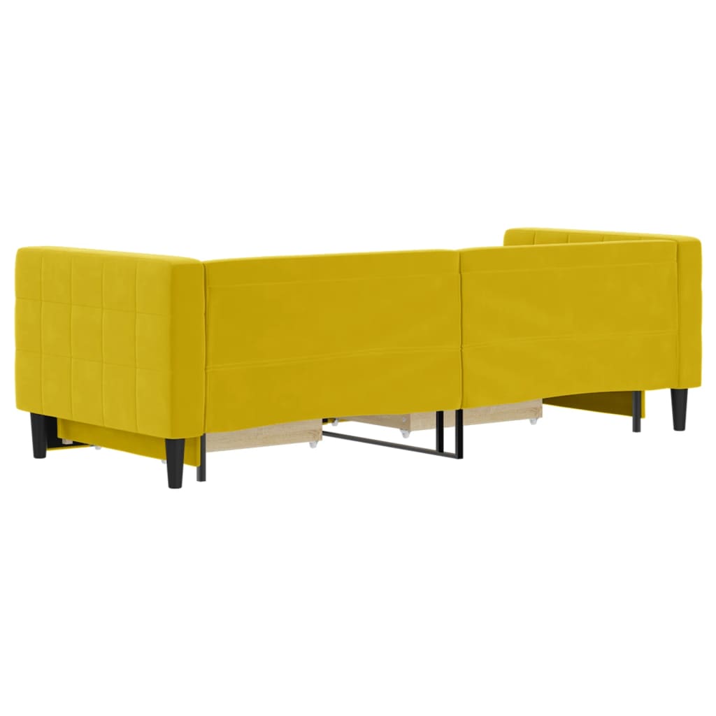 Slaapbank met onderschuifbed en lades 80x200 cm fluweel geel is nu te koop bij PeponiXL, paradijselijk wonen!