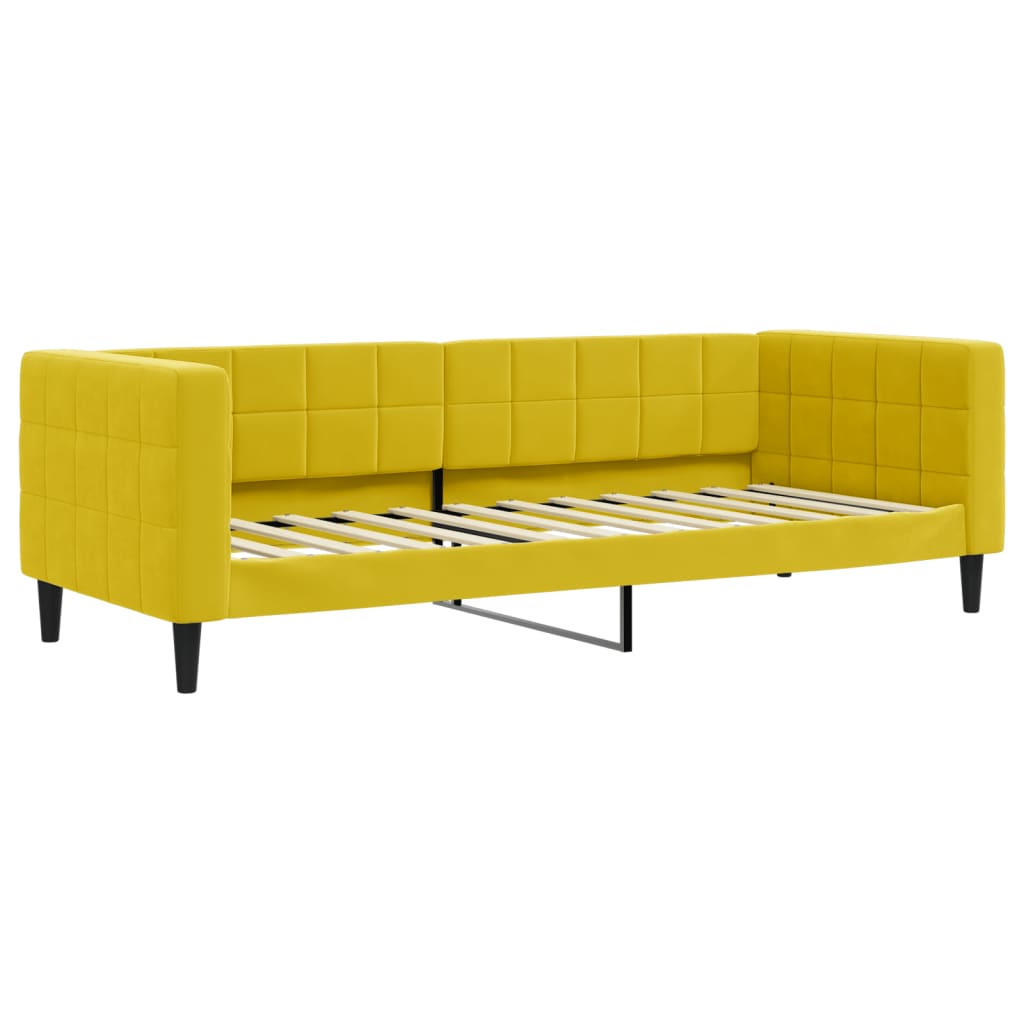 Slaapbank met onderschuifbed en lades 80x200 cm fluweel geel is nu te koop bij PeponiXL, paradijselijk wonen!