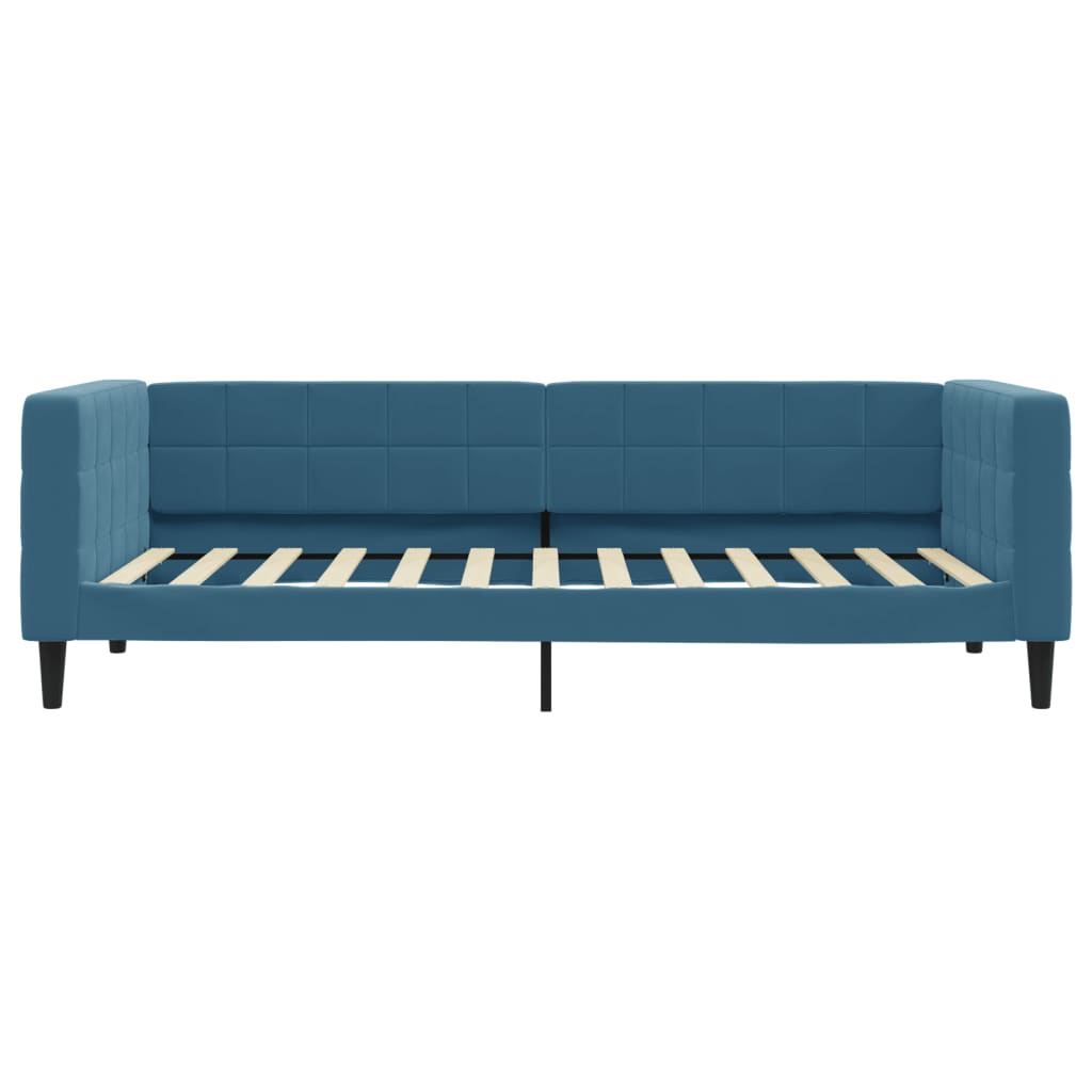 Slaapbank met onderschuifbed en lades 100x200 cm fluweel blauw is nu te koop bij PeponiXL, paradijselijk wonen!
