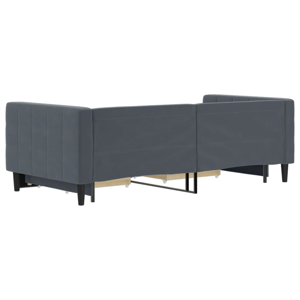 Slaapbank onderschuifbed en lades 90x190 cm fluweel donkergrijs is nu te koop bij PeponiXL, paradijselijk wonen!