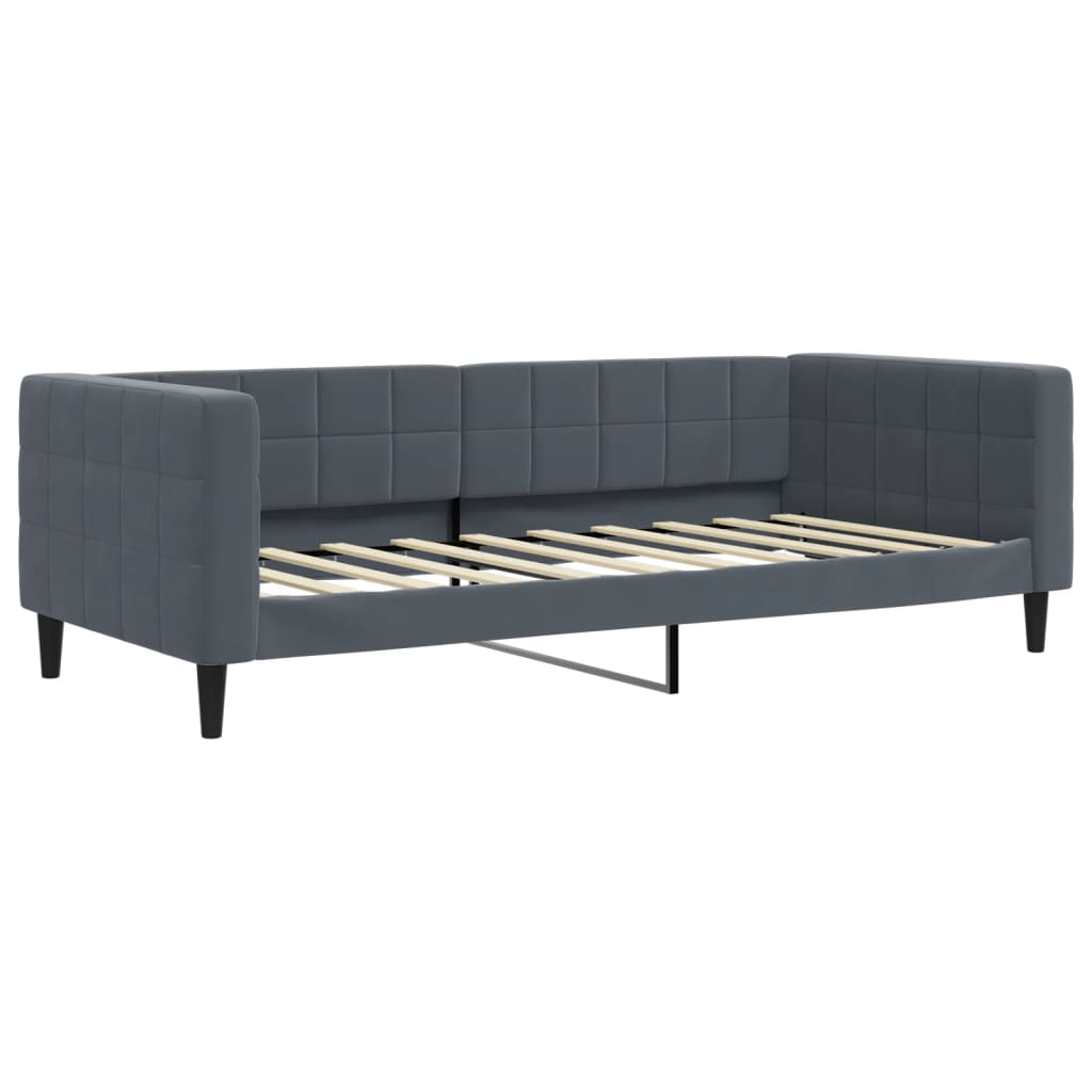 Slaapbank onderschuifbed en lades 90x190 cm fluweel donkergrijs is nu te koop bij PeponiXL, paradijselijk wonen!