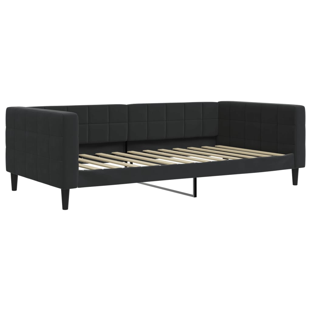 Slaapbank met onderschuifbed en lades 100x200 cm fluweel zwart is nu te koop bij PeponiXL, paradijselijk wonen!