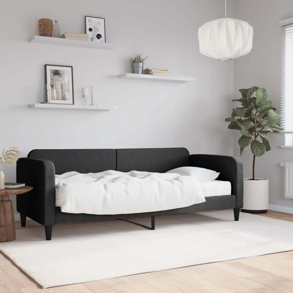Slaapbank met matras 80x200 cm stof zwart is nu te koop bij PeponiXL, paradijselijk wonen!