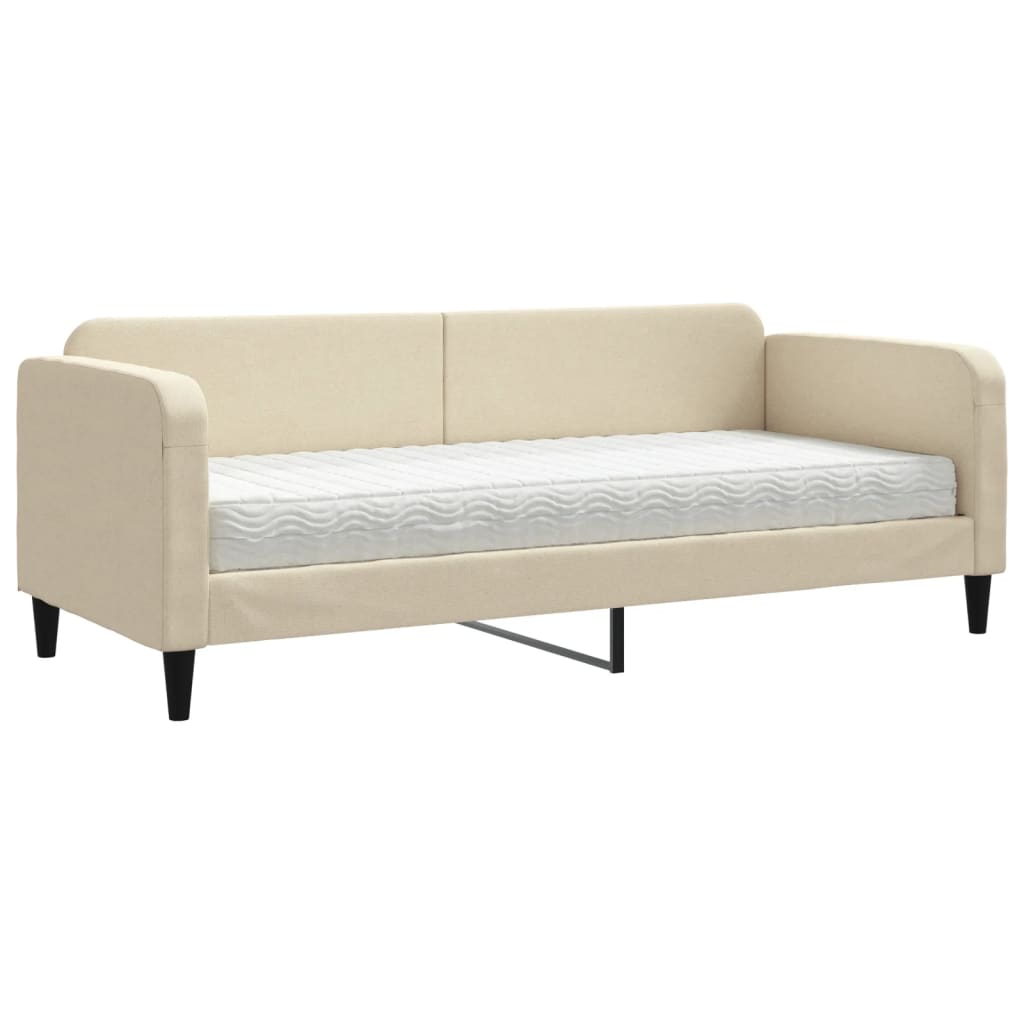 Slaapbank met matras 80x200 cm stof crèmekleurig is nu te koop bij PeponiXL, paradijselijk wonen!
