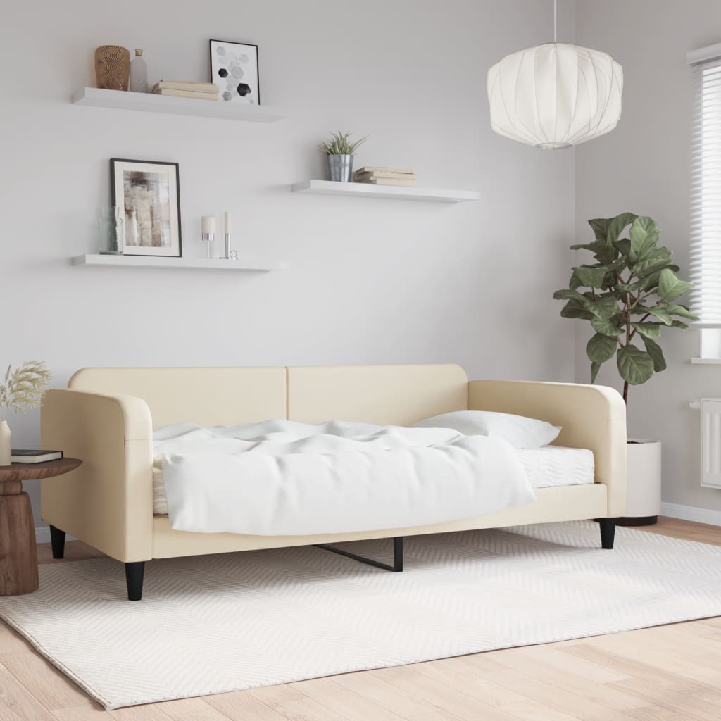 Slaapbank met matras 80x200 cm stof crèmekleurig is nu te koop bij PeponiXL, paradijselijk wonen!