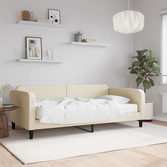Slaapbank met matras 80x200 cm stof crèmekleurig is nu te koop bij PeponiXL, paradijselijk wonen!