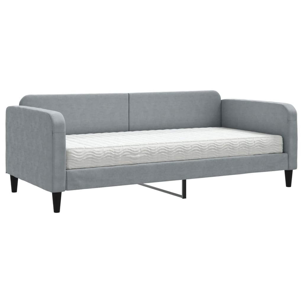 Slaapbank met matras 90x200 cm stof lichtgrijs is nu te koop bij PeponiXL, paradijselijk wonen!