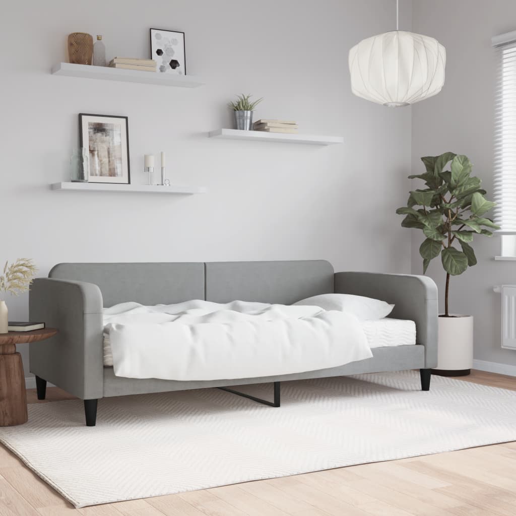 Slaapbank met matras 90x200 cm stof lichtgrijs is nu te koop bij PeponiXL, paradijselijk wonen!