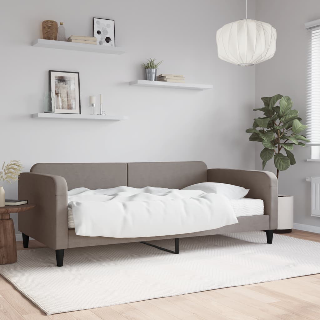 Slaapbank met matras 100x200 cm stof taupe is nu te koop bij PeponiXL, paradijselijk wonen!