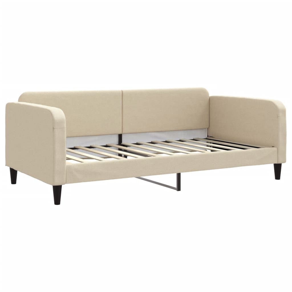 Slaapbank met matras 100x200 cm stof crèmekleurig is nu te koop bij PeponiXL, paradijselijk wonen!