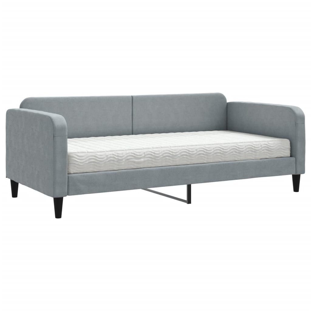 Slaapbank met matras 90x190 cm stof lichtgrijs is nu te koop bij PeponiXL, paradijselijk wonen!