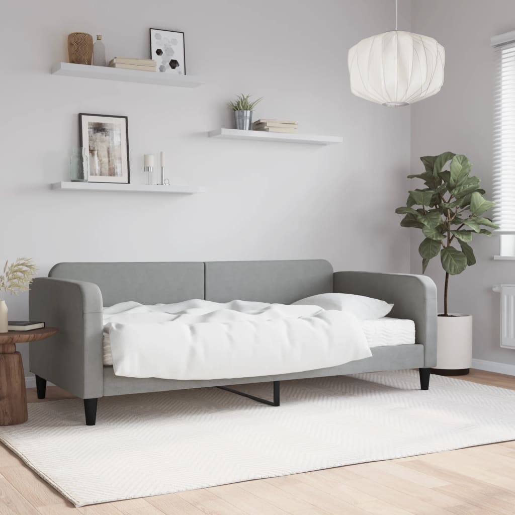 Slaapbank met matras 90x190 cm stof lichtgrijs is nu te koop bij PeponiXL, paradijselijk wonen!