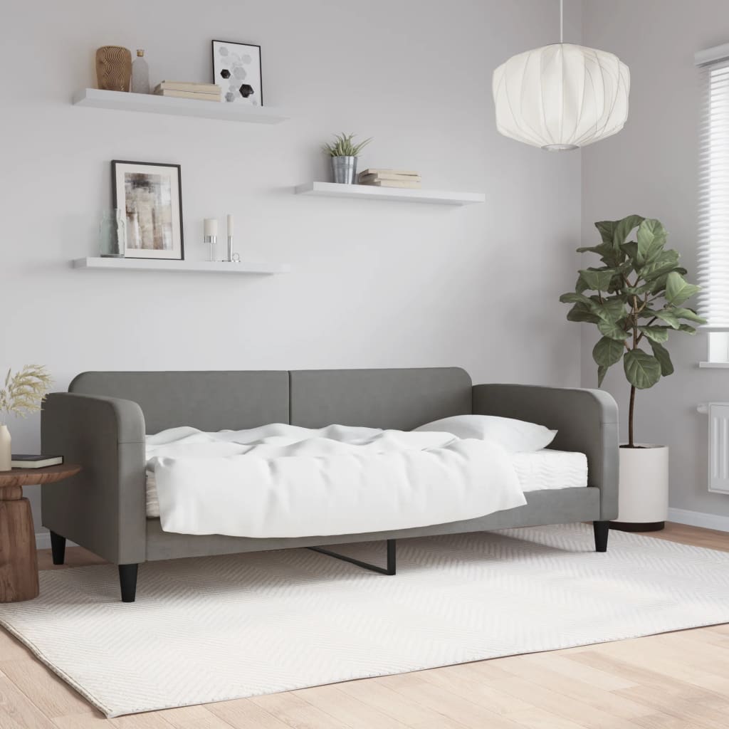 Slaapbank met matras 90x190 cm stof donkergrijs is nu te koop bij PeponiXL, paradijselijk wonen!