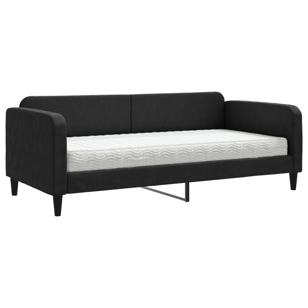 Slaapbank met matras 90x190 cm stof zwart is nu te koop bij PeponiXL, paradijselijk wonen!