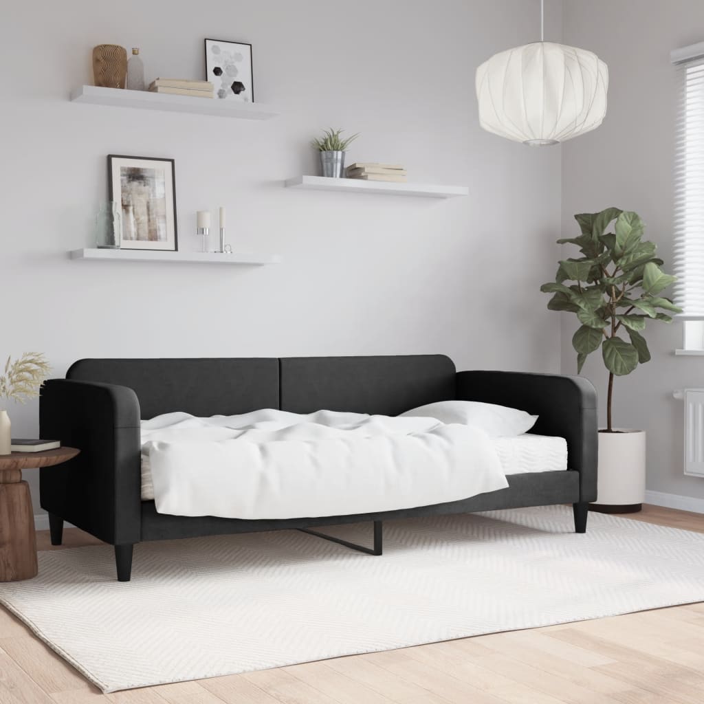 Slaapbank met matras 90x190 cm stof zwart is nu te koop bij PeponiXL, paradijselijk wonen!