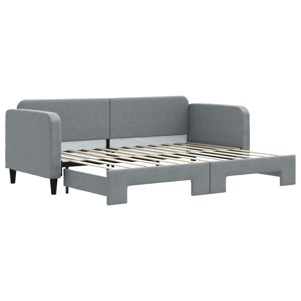 Slaapbank met onderschuifbed 80x200 cm stof lichtgrijs is nu te koop bij PeponiXL, paradijselijk wonen!