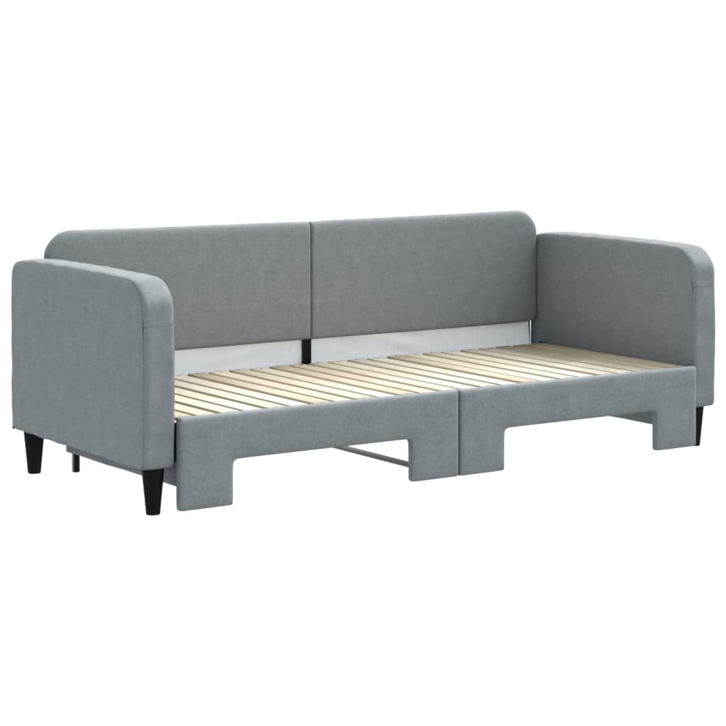Slaapbank met onderschuifbed 80x200 cm stof lichtgrijs is nu te koop bij PeponiXL, paradijselijk wonen!