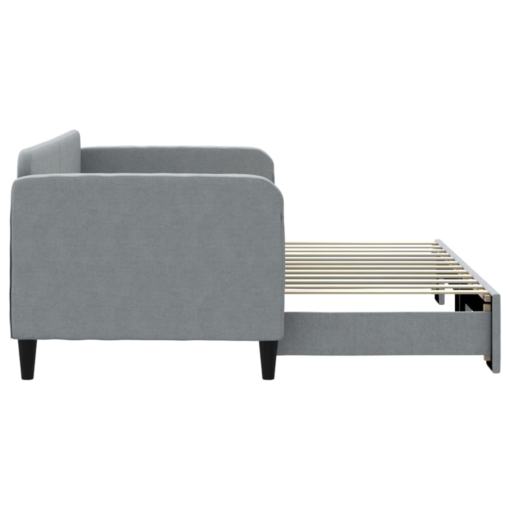 Slaapbank met onderschuifbed 80x200 cm stof lichtgrijs is nu te koop bij PeponiXL, paradijselijk wonen!