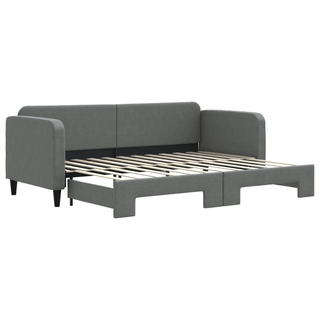 Slaapbank met onderschuifbed 80x200 cm stof donkergrijs is nu te koop bij PeponiXL, paradijselijk wonen!