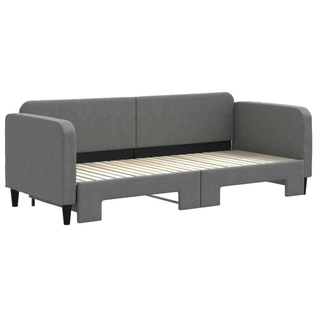 Slaapbank met onderschuifbed 80x200 cm stof donkergrijs is nu te koop bij PeponiXL, paradijselijk wonen!