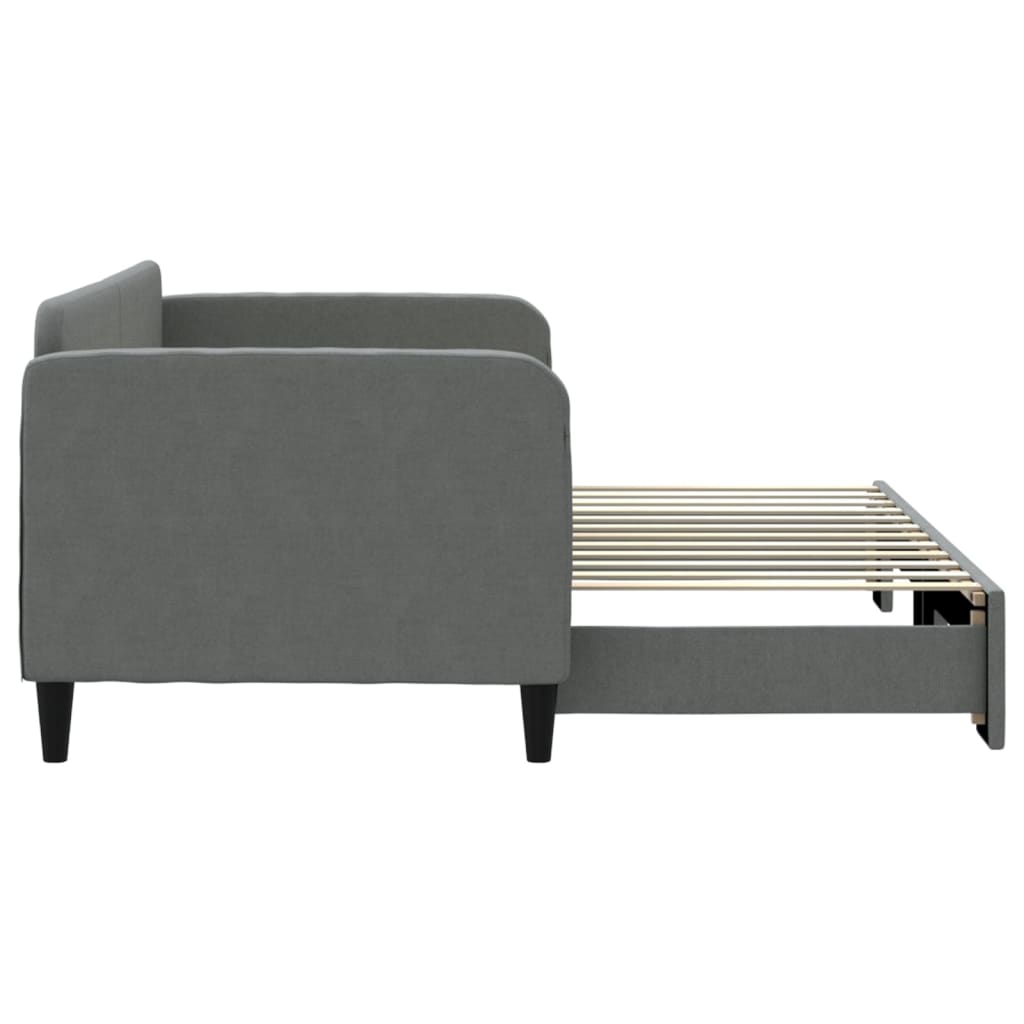 Slaapbank met onderschuifbed 80x200 cm stof donkergrijs is nu te koop bij PeponiXL, paradijselijk wonen!