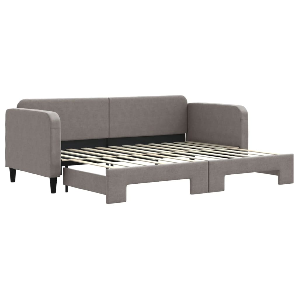 Slaapbank met onderschuifbed 80x200 cm stof taupe is nu te koop bij PeponiXL, paradijselijk wonen!