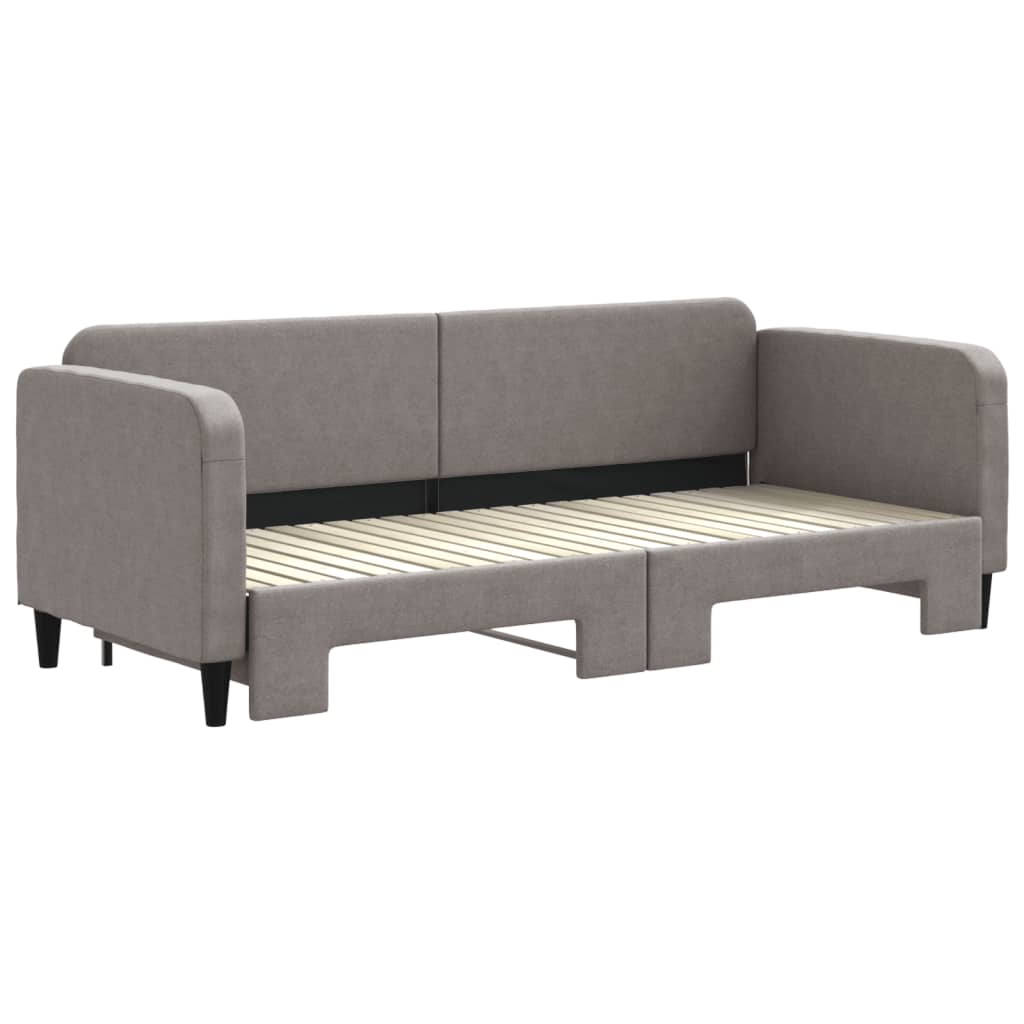 Slaapbank met onderschuifbed 80x200 cm stof taupe is nu te koop bij PeponiXL, paradijselijk wonen!