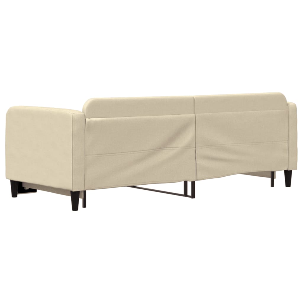Slaapbank met onderschuifbed 80x200 cm stof crèmekleurig is nu te koop bij PeponiXL, paradijselijk wonen!