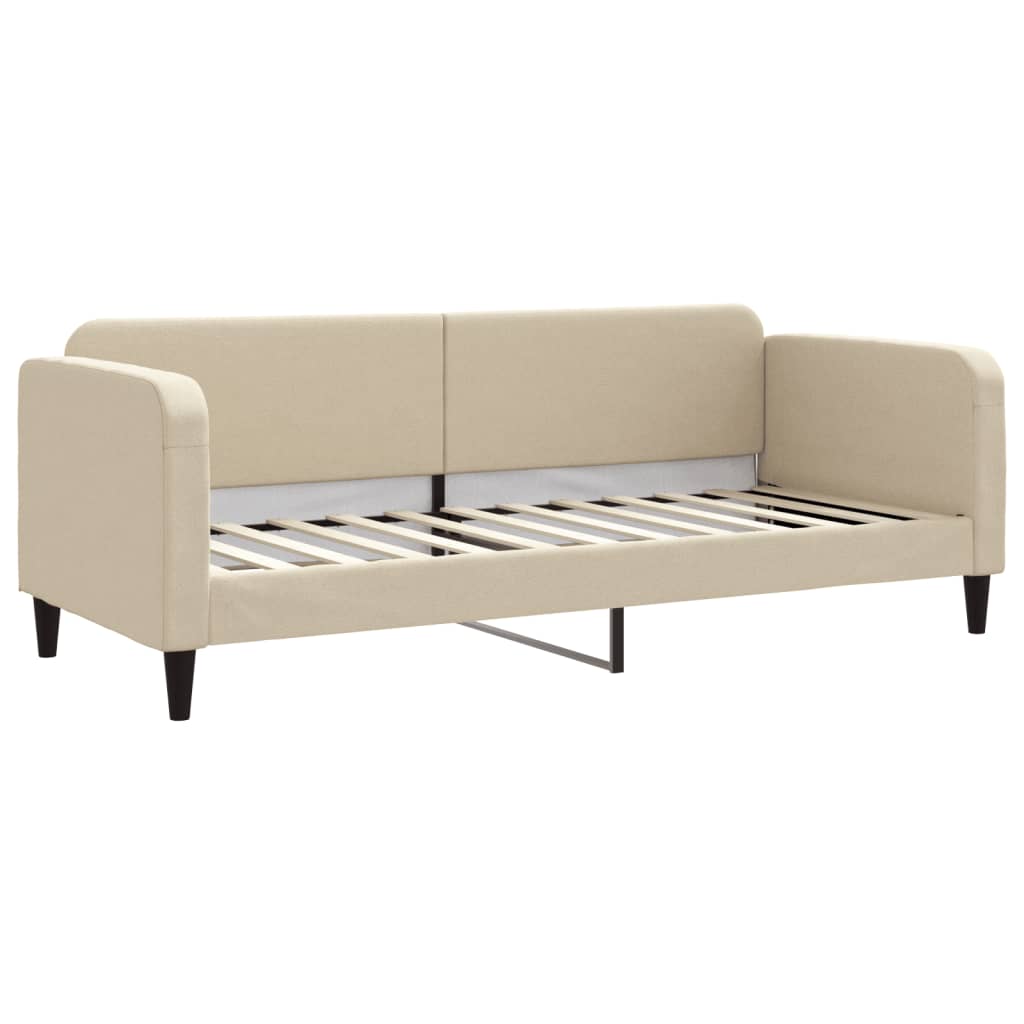Slaapbank met onderschuifbed 80x200 cm stof crèmekleurig is nu te koop bij PeponiXL, paradijselijk wonen!