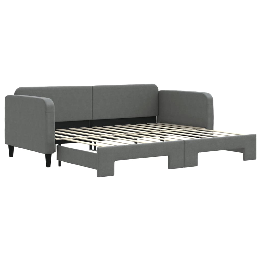 Slaapbank met onderschuifbed 90x200 cm stof donkergrijs is nu te koop bij PeponiXL, paradijselijk wonen!