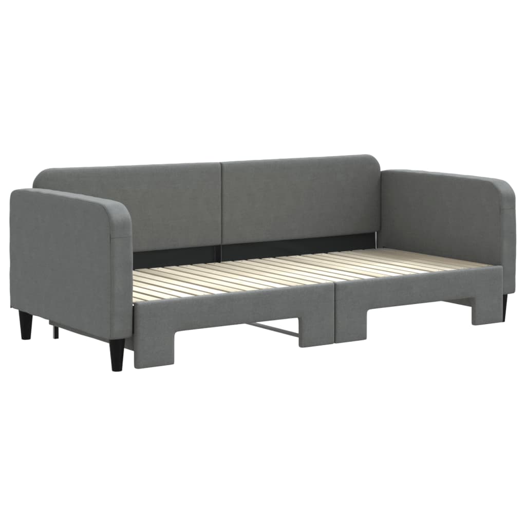 Slaapbank met onderschuifbed 90x200 cm stof donkergrijs is nu te koop bij PeponiXL, paradijselijk wonen!