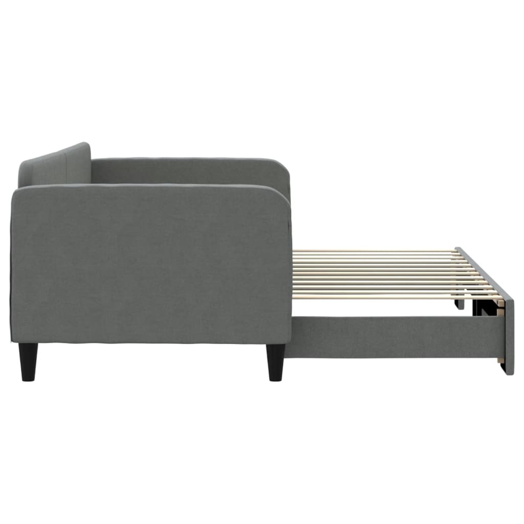 Slaapbank met onderschuifbed 90x200 cm stof donkergrijs is nu te koop bij PeponiXL, paradijselijk wonen!