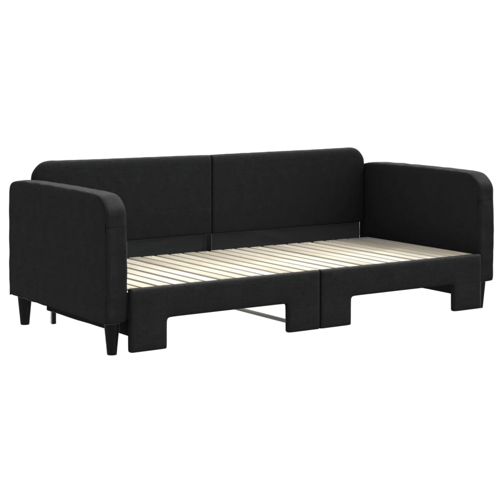 Slaapbank met onderschuifbed 90x200 cm stof zwart is nu te koop bij PeponiXL, paradijselijk wonen!