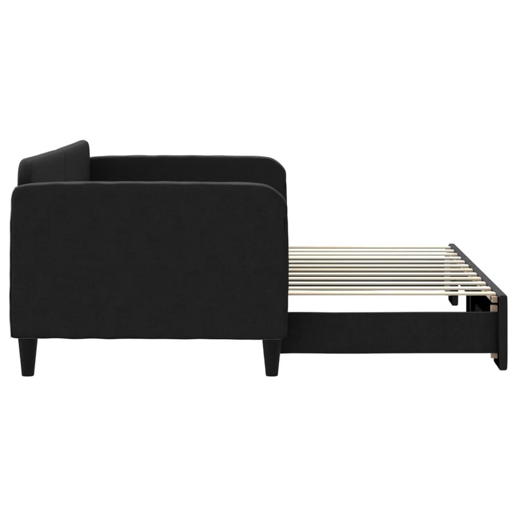 Slaapbank met onderschuifbed 90x200 cm stof zwart is nu te koop bij PeponiXL, paradijselijk wonen!