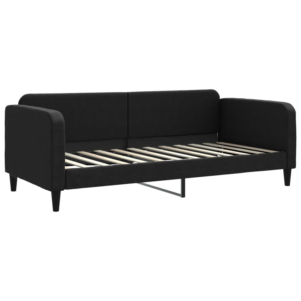 Slaapbank met onderschuifbed 90x200 cm stof zwart is nu te koop bij PeponiXL, paradijselijk wonen!