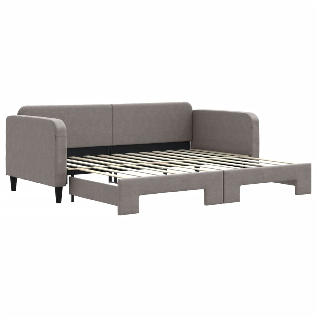 Slaapbank met onderschuifbed 90x200 cm stof taupe is nu te koop bij PeponiXL, paradijselijk wonen!