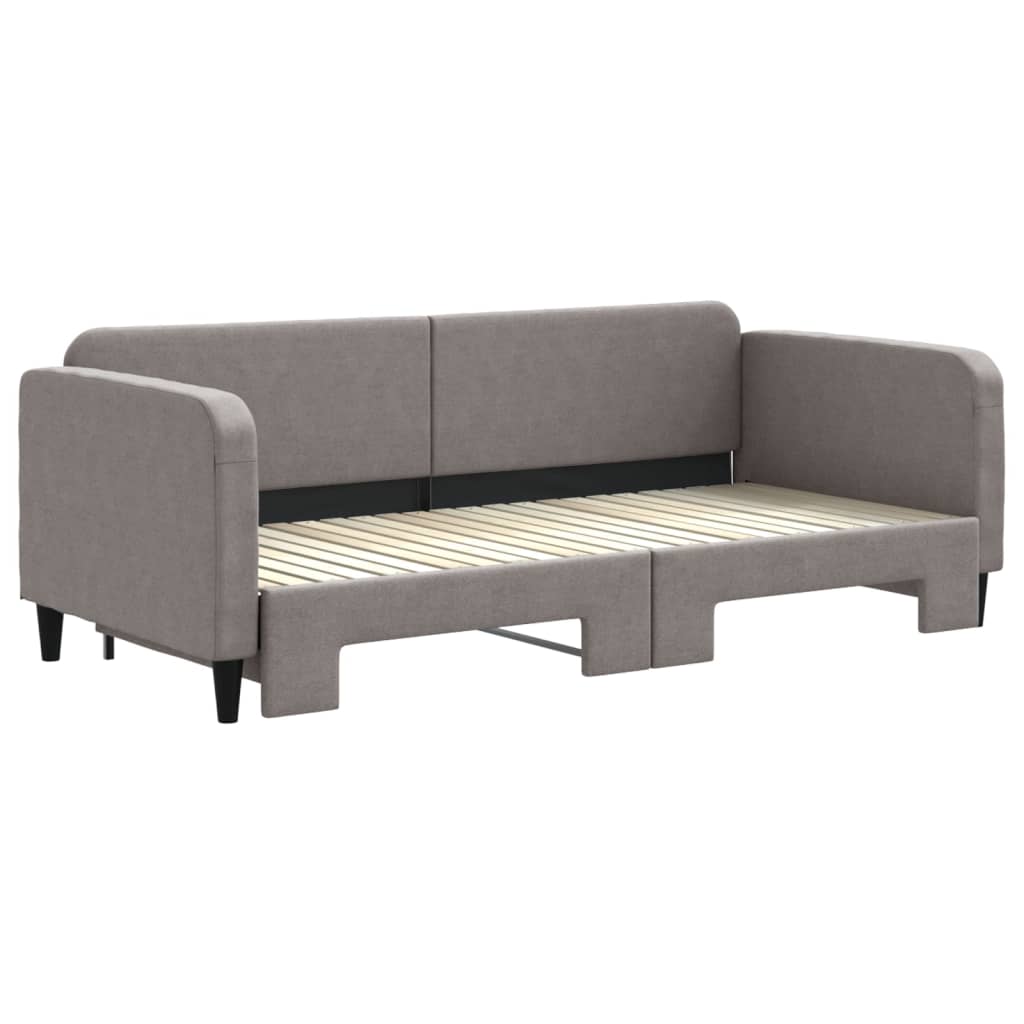 Slaapbank met onderschuifbed 90x200 cm stof taupe is nu te koop bij PeponiXL, paradijselijk wonen!
