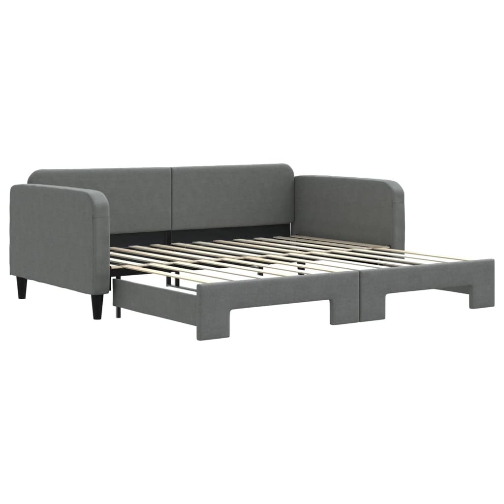 Slaapbank met onderschuifbed 100x200 cm stof donkergrijs is nu te koop bij PeponiXL, paradijselijk wonen!