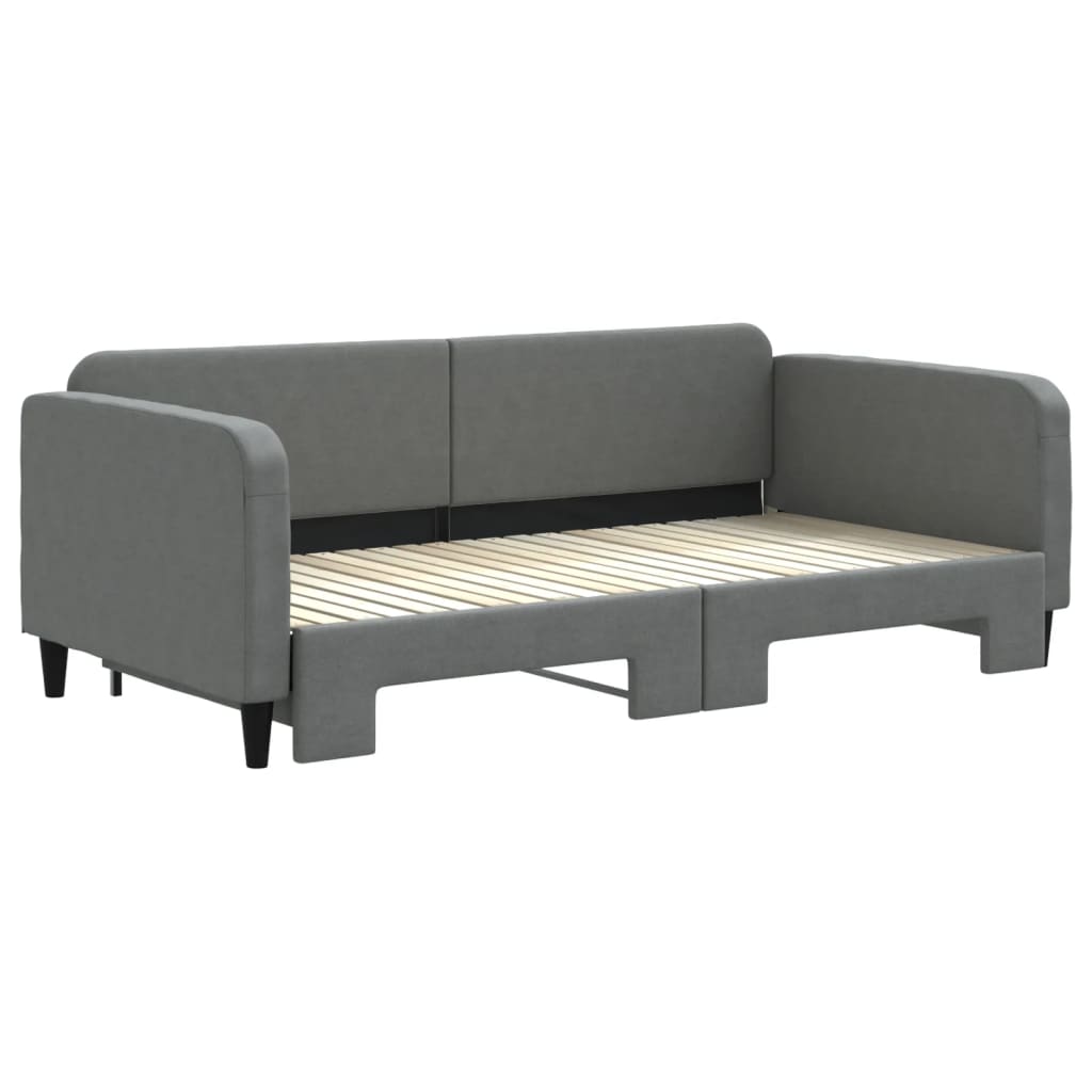 Slaapbank met onderschuifbed 100x200 cm stof donkergrijs is nu te koop bij PeponiXL, paradijselijk wonen!