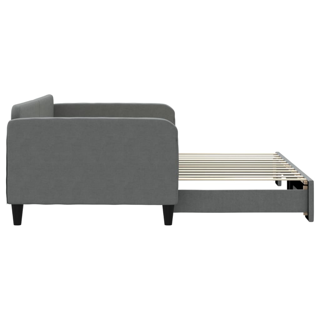 Slaapbank met onderschuifbed 100x200 cm stof donkergrijs is nu te koop bij PeponiXL, paradijselijk wonen!