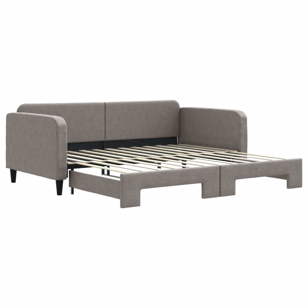 Slaapbank met onderschuifbed 100x200 cm stof taupe is nu te koop bij PeponiXL, paradijselijk wonen!