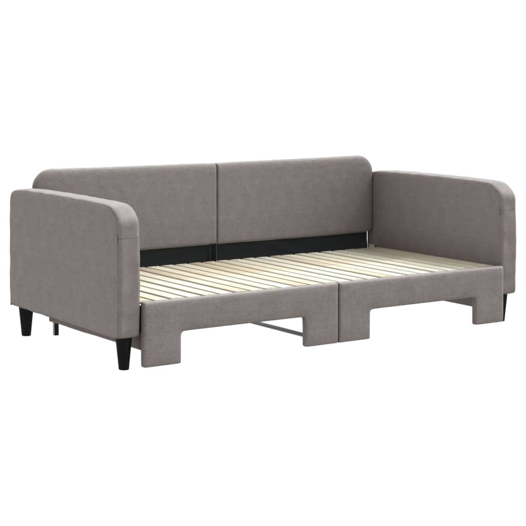 Slaapbank met onderschuifbed 100x200 cm stof taupe is nu te koop bij PeponiXL, paradijselijk wonen!