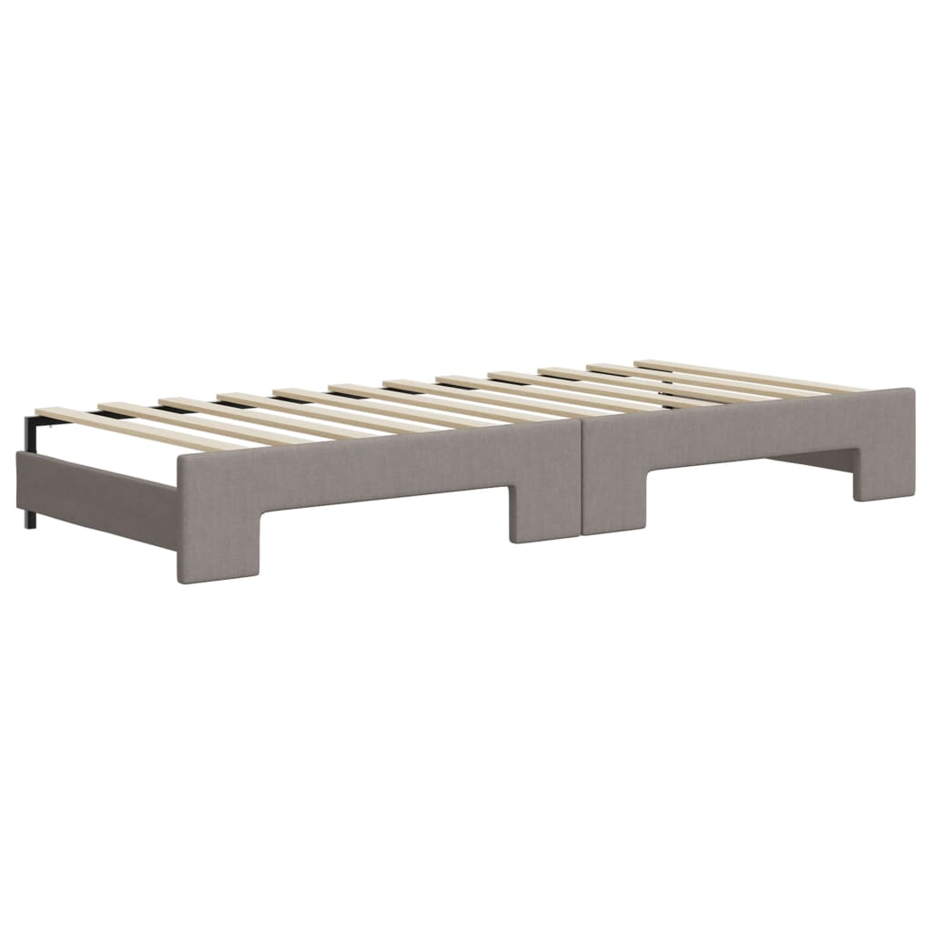 Slaapbank met onderschuifbed 100x200 cm stof taupe is nu te koop bij PeponiXL, paradijselijk wonen!