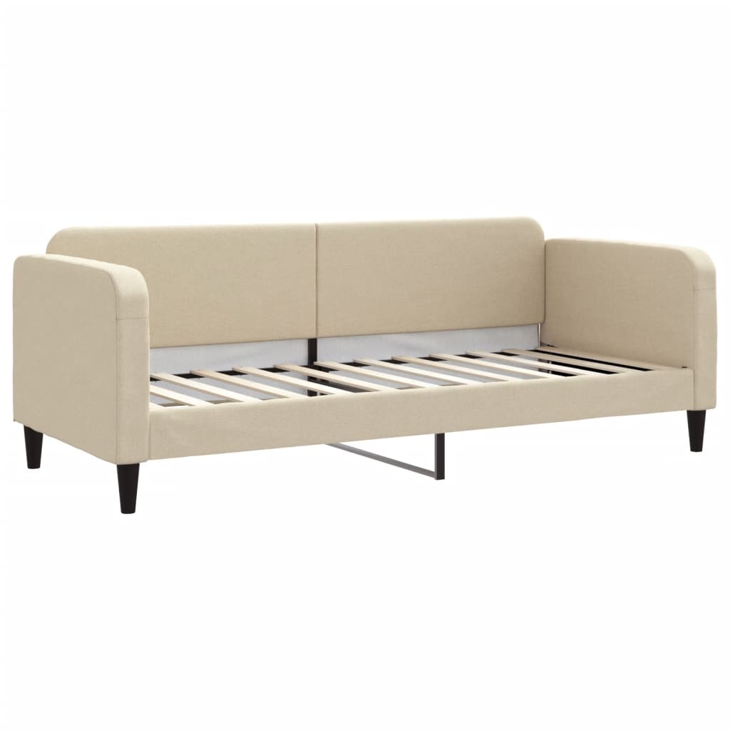 Slaapbank met onderschuifbed en matrassen 80x200 cm stof crème is nu te koop bij PeponiXL, paradijselijk wonen!